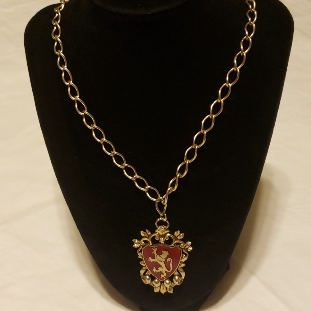 Vintage Lion Shield Necklace